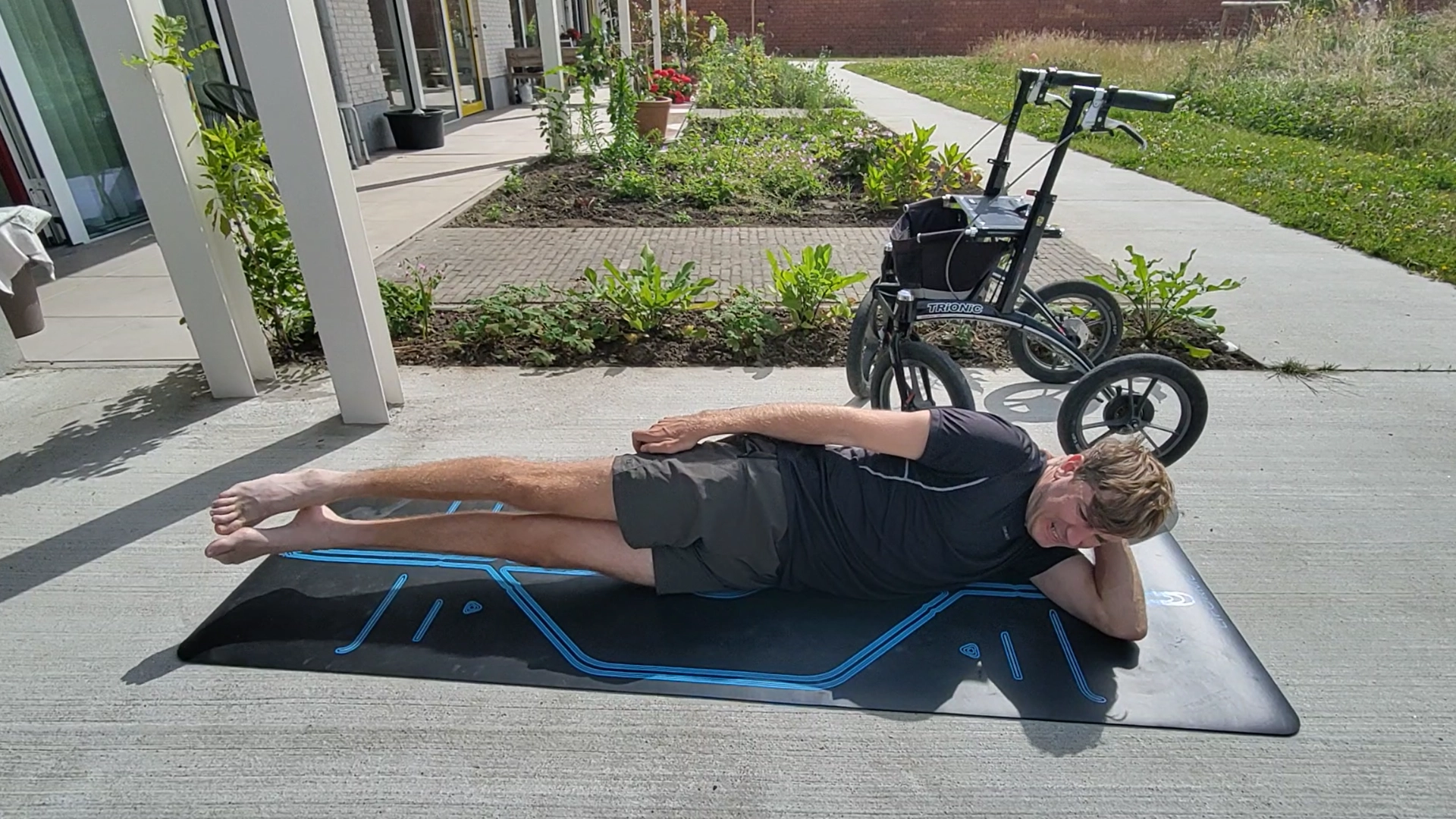 Sam tijdens een workout sessie